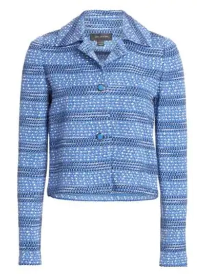 Shop St John Women's Spread Collar Tweed Jacket In Blue