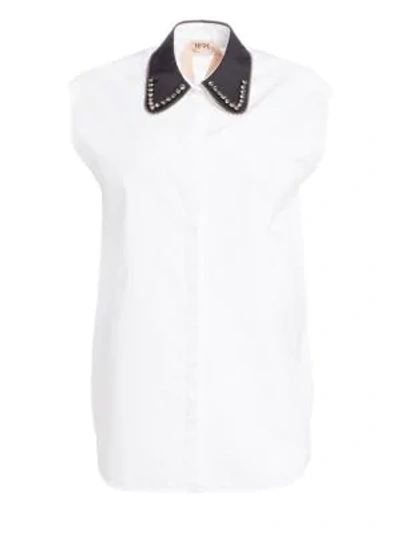 Shop N°21 Embellished Collar Sleeveless Top In White