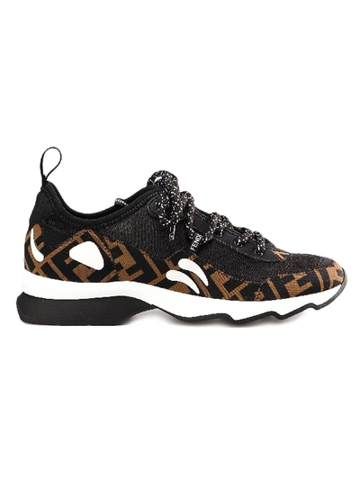 Shop Fendi Logo Sneakers In Vqd Nero Tabacco