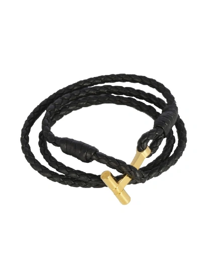 Shop Tom Ford Woven String Bracelet In Blg Black Gold