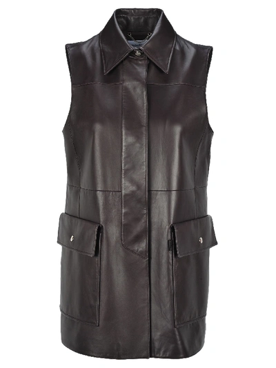 Shop Ferragamo Leather Vest In Brown