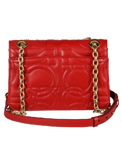 Shop Ferragamo Gancini Quilted Shoulder Bag In Red