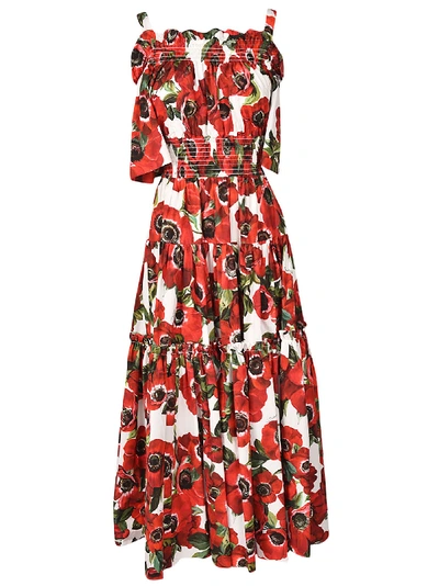 Shop Dolce & Gabbana Floral Print Dress In Basic