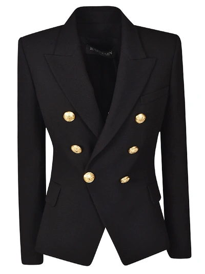 Balmain Embossed Button Blazer In Basic