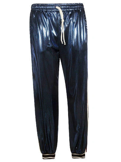 Shop Gucci Stripe Track Pants In Blue