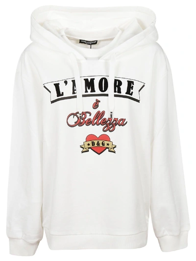 Shop Dolce & Gabbana L'amore È Bellezza Print Hoodie In White