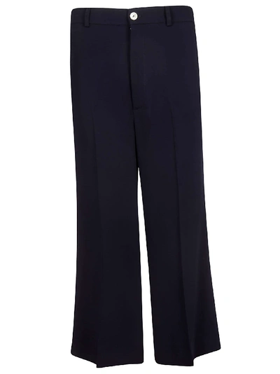 Shop Gucci Cropped Trousers In Navy