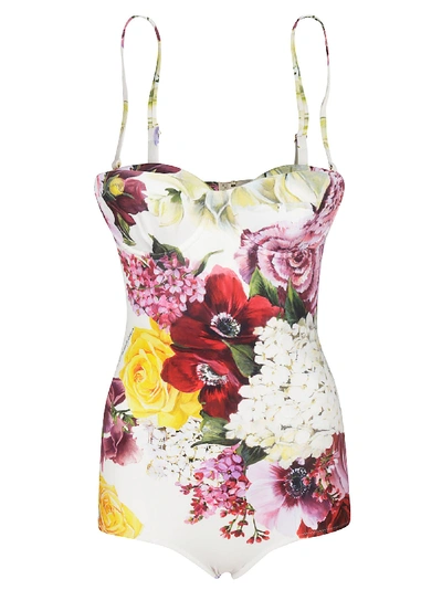 Shop Dolce & Gabbana Printed Swimsuit In Basic