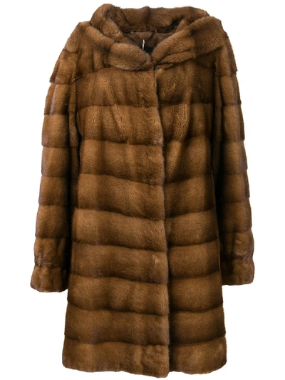 Shop Liska Ari Trmmed Coat In Brown