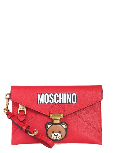 Shop Moschino Teddy Bear Clutch In Red