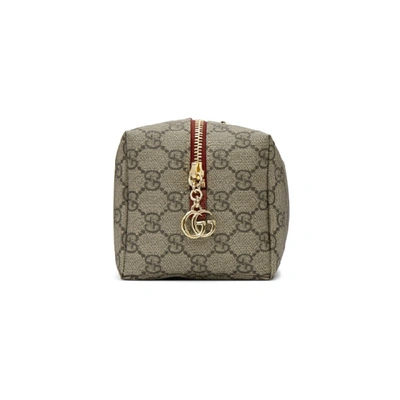 Shop Gucci Beige & Red Medium Ophidia Cosmetic Pouch