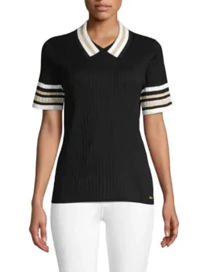 Shop Calvin Klein Textured Stripe Top In Black
