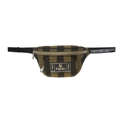 Shop Fendi Brown Striped Jacquard Belt Bag In F164h.brown