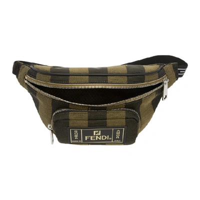 Shop Fendi Brown Striped Jacquard Belt Bag In F164h.brown