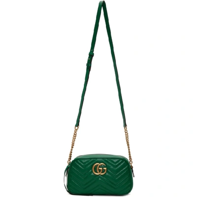 Shop Gucci Green Small Gg Marmont Camera Bag In 3120 Emeral