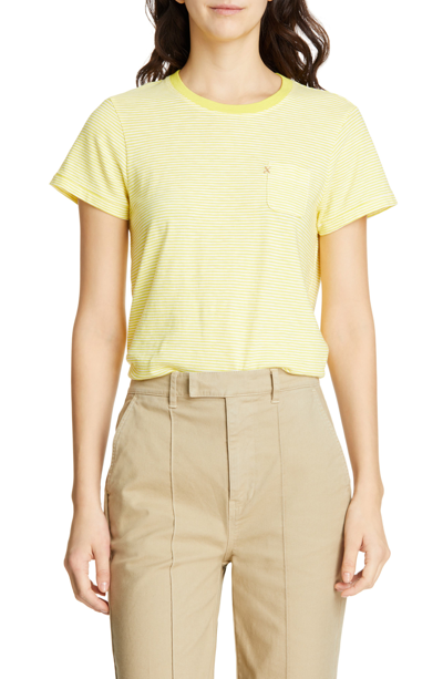 Shop Alex Mill Slub Stripe Cotton Pocket Tee In Natural/ Bright Yellow