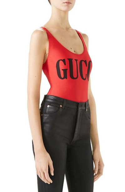 Shop Gucci One-piece Swimsuit In Dask/ Black