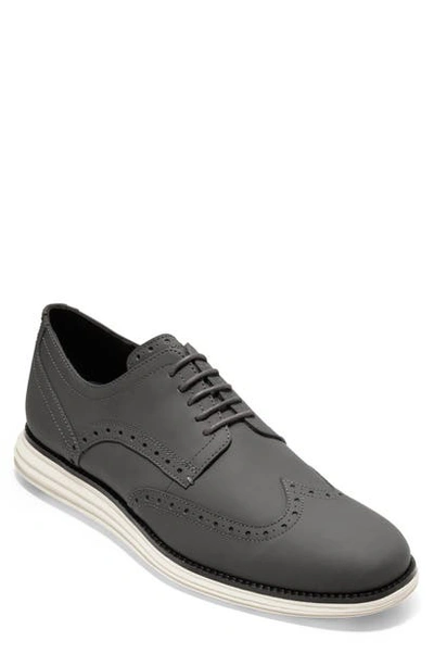 Shop Cole Haan Original Grand Wingtip In Chorino Grey Matte Leather