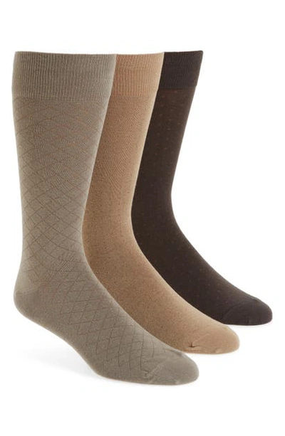 Shop Polo Ralph Lauren Dress Socks In Khaki/ Grey Taupe/ Dark Brown