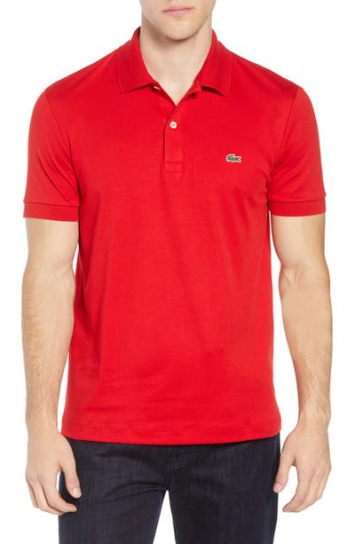 Shop Lacoste Jersey Interlock Regular Fit Polo In Red