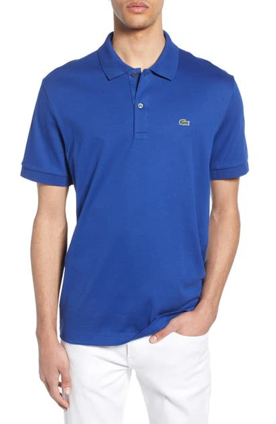 Shop Lacoste Jersey Interlock Regular Fit Polo In Navy Blue