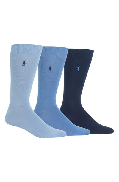 Shop Polo Ralph Lauren Assorted 3-pack Supersoft Socks In Light Blue