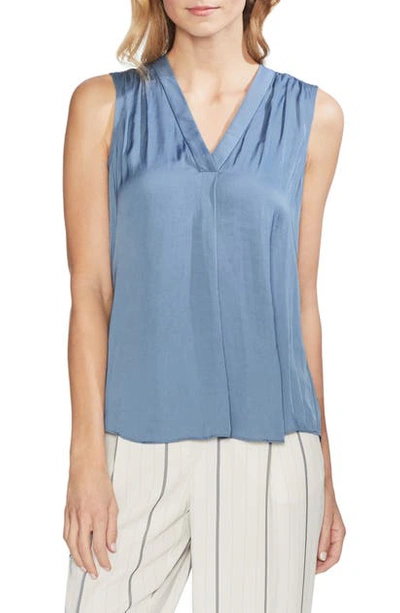 Shop Vince Camuto Rumpled Satin Blouse In Dusty Blue