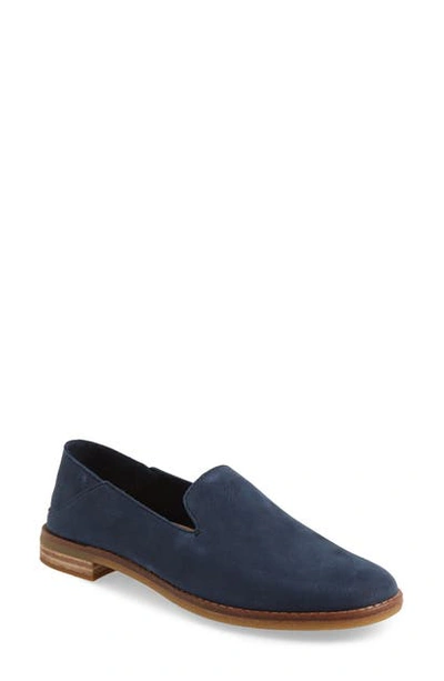 Shop Sperry Seaport Levy Flat In Navy Leather