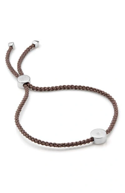 Shop Monica Vinader Linear Solo Diamond Friendship Bracelet In Silver/ Mink