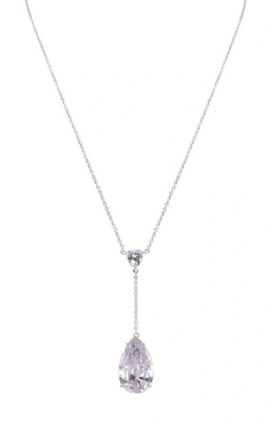 Shop Nina Teardrop Y-shape Necklace In White/ Silver