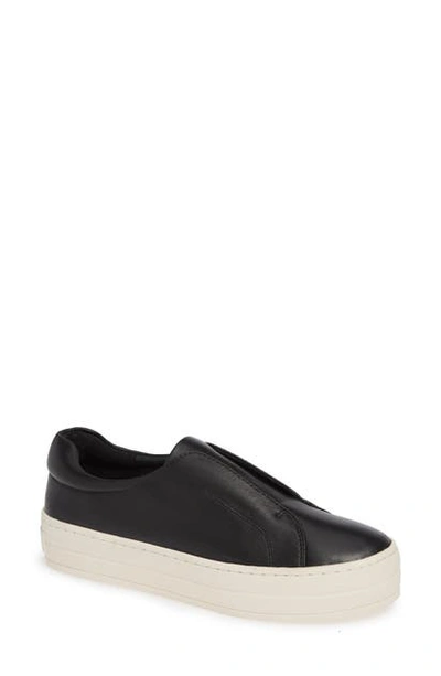 Shop Jslides Heidi Platform Slip-on Sneaker In Black Leather