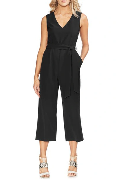 Shop Vince Camuto Belted Crop Jumpsuit In Rich Black