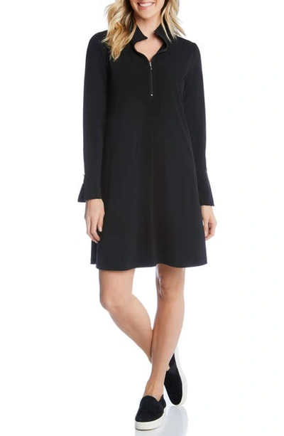 Shop Karen Kane Quarter Zip A-line Dress In Black