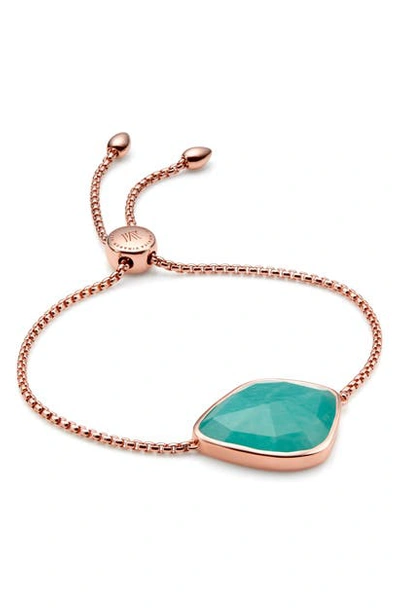 Shop Monica Vinader Siren Friendship Bracelet In Rose Gold/ Amazonite