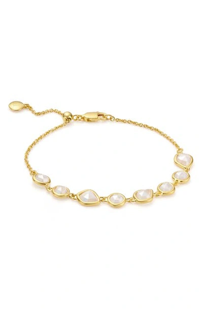 Shop Monica Vinader Siren Mini Nugget Cluster Bracelet In Gold/ Moonstone
