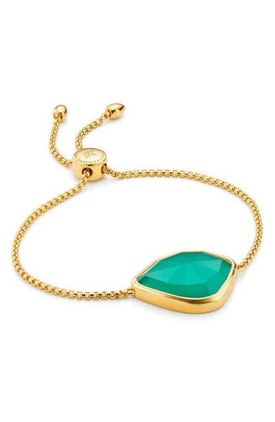 Shop Monica Vinader Siren Friendship Bracelet In Gold/ Green Onyx