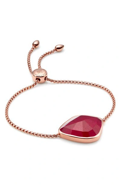 Shop Monica Vinader Siren Friendship Bracelet In Rose Gold/ Pink Quartz