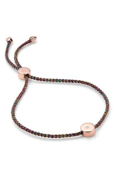 Shop Monica Vinader Linear Solo Diamond Friendship Bracelet In Rose Gold/ Rainbow