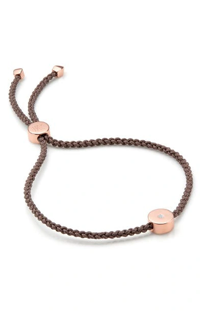 Shop Monica Vinader Linear Solo Diamond Friendship Bracelet In Rose Gold/ Mink