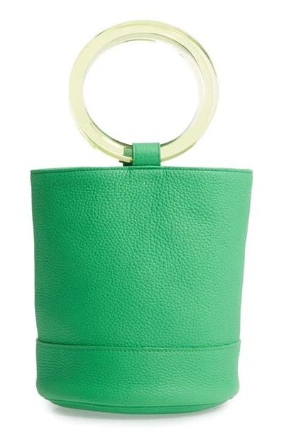 Shop Simon Miller Bonsai 20 Pebbled Leather Bucket Bag - Green In Neon Green