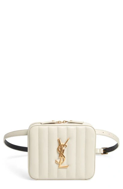 Shop Saint Laurent Vicky Lambskin Leather Belt Bag - Ivory In Cremasoft