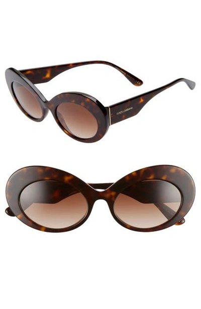 Shop Dolce & Gabbana 55mm Gradient Oval Sunglasses - Havana Gradient