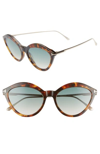 Shop Tom Ford Chloe 57mm Cat Eye Sunglasses - Havana/ Rose Gold/ Turquoise