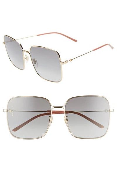 Shop Gucci 60mm Gradient Square Sunglasses - Shiny Endura Gld/gry Grad