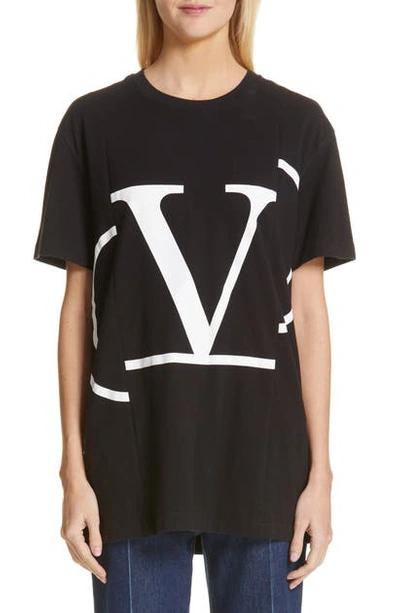 Shop Valentino Reconstructed Logo Tee In A01-bianco/nero