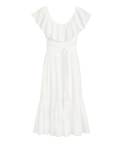 Shop Tory Burch Striped Seersucker Dress In White