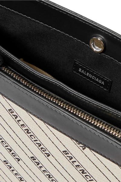 Shop Balenciaga Leather-trimmed Printed Canvas Shoulder Bag