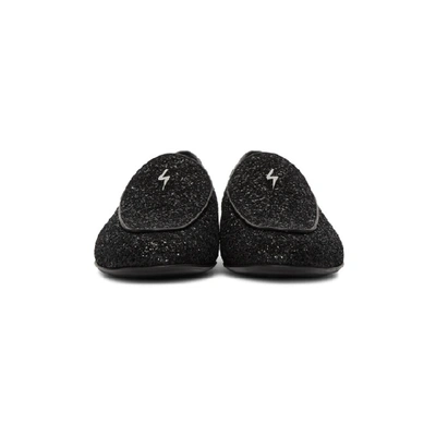 Shop Giuseppe Zanotti Black Glitter Loafers In Glitter Ner