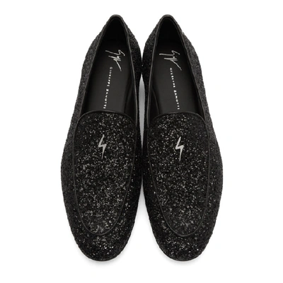 Shop Giuseppe Zanotti Black Glitter Loafers In Glitter Ner