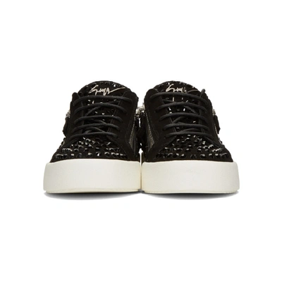 Shop Giuseppe Zanotti Black Suede Crystal May London Sneakers